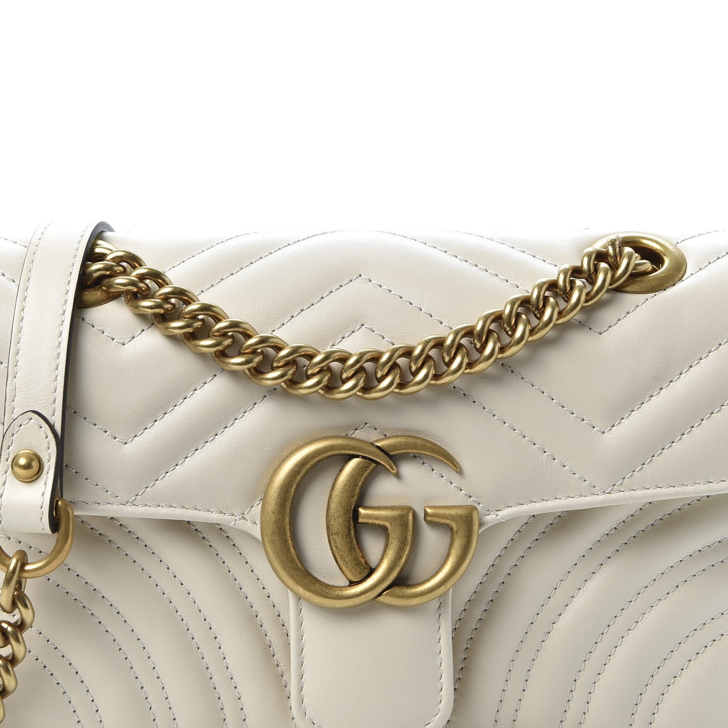Calfskin Matelasse Mini GG Marmont Shoulder Bag White