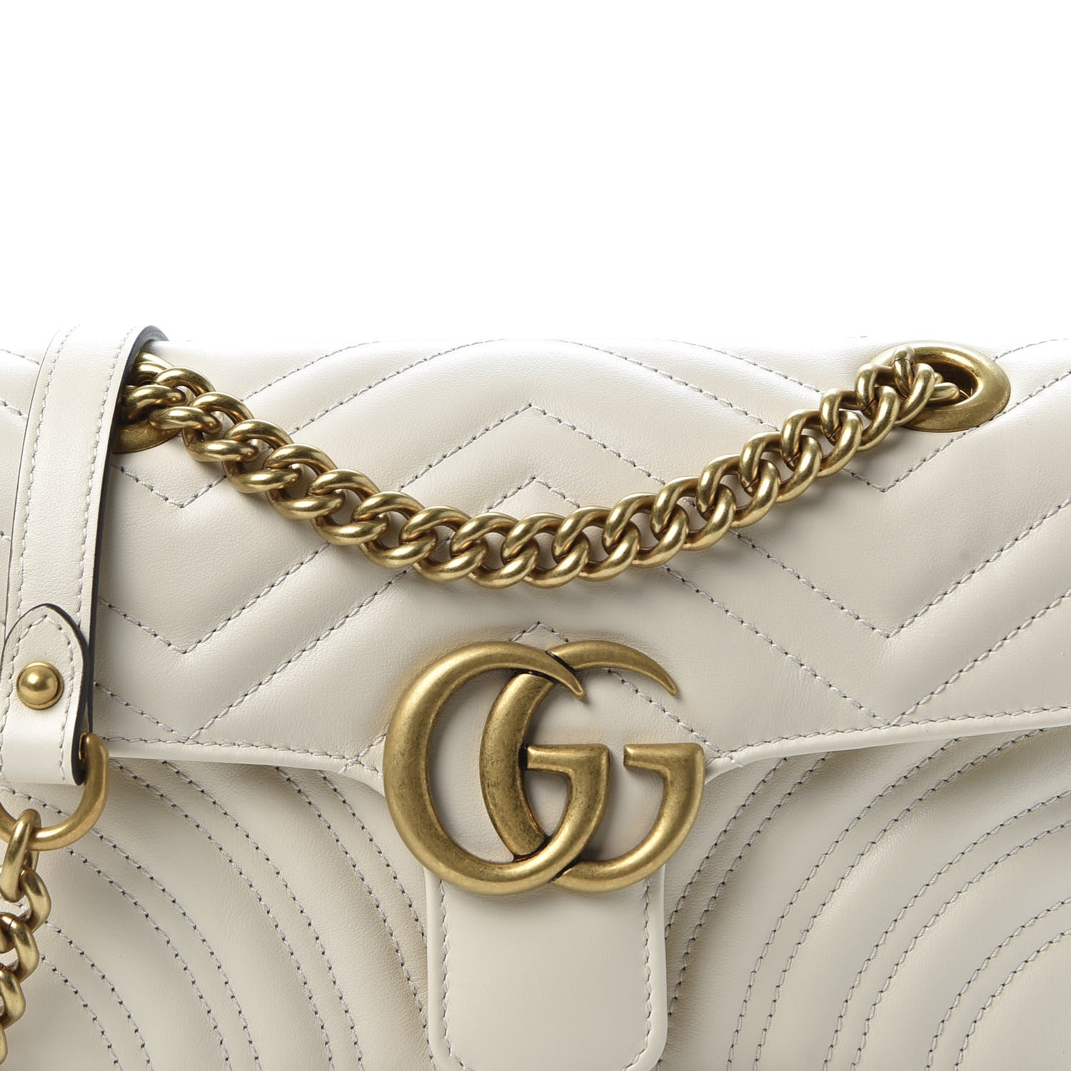 Gucci Calfskin Matelasse Mini GG Marmont Shoulder Bag White 9 of 9