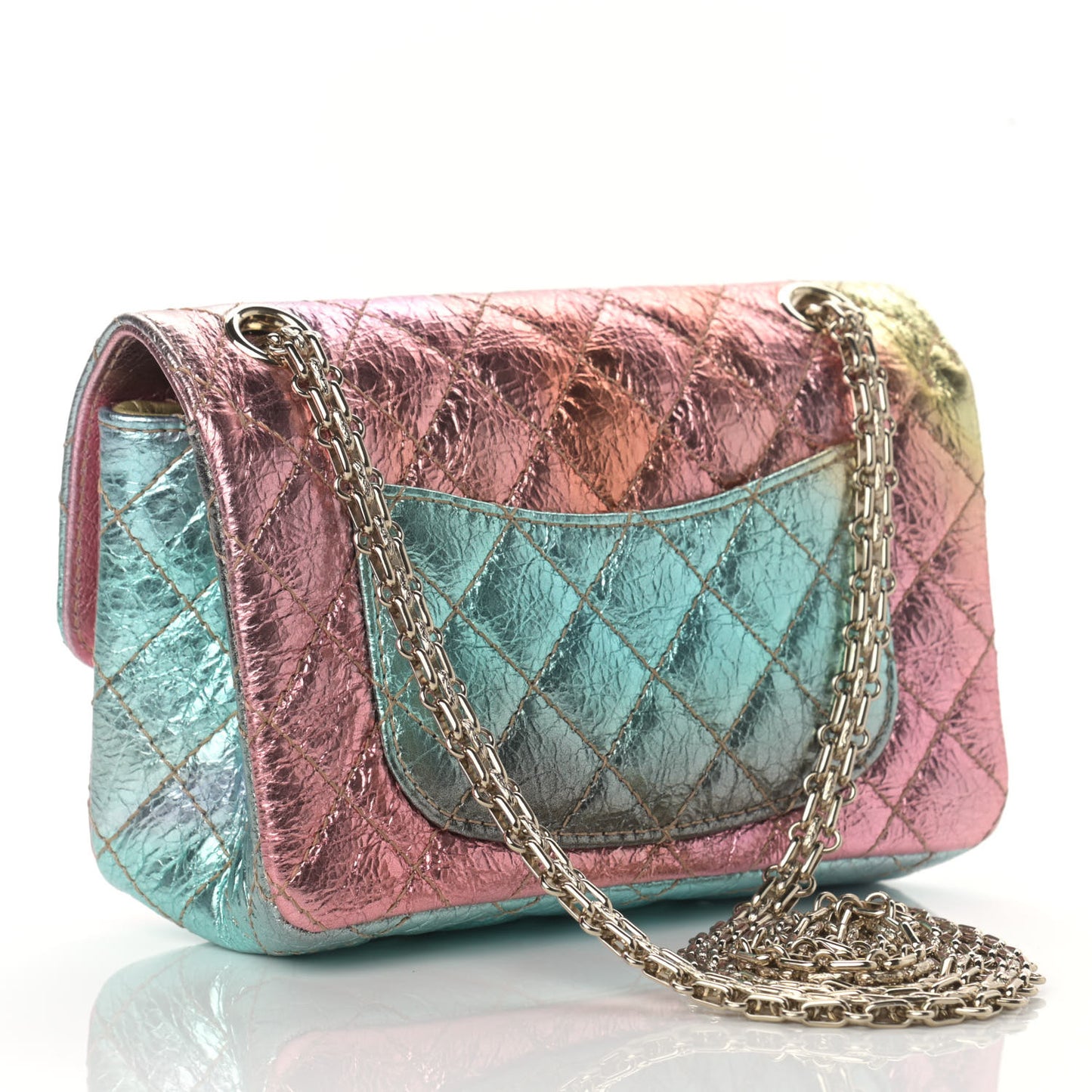 Metallic Goatskin Quilted Mini 2.55 Reissue Flap Multicolor
