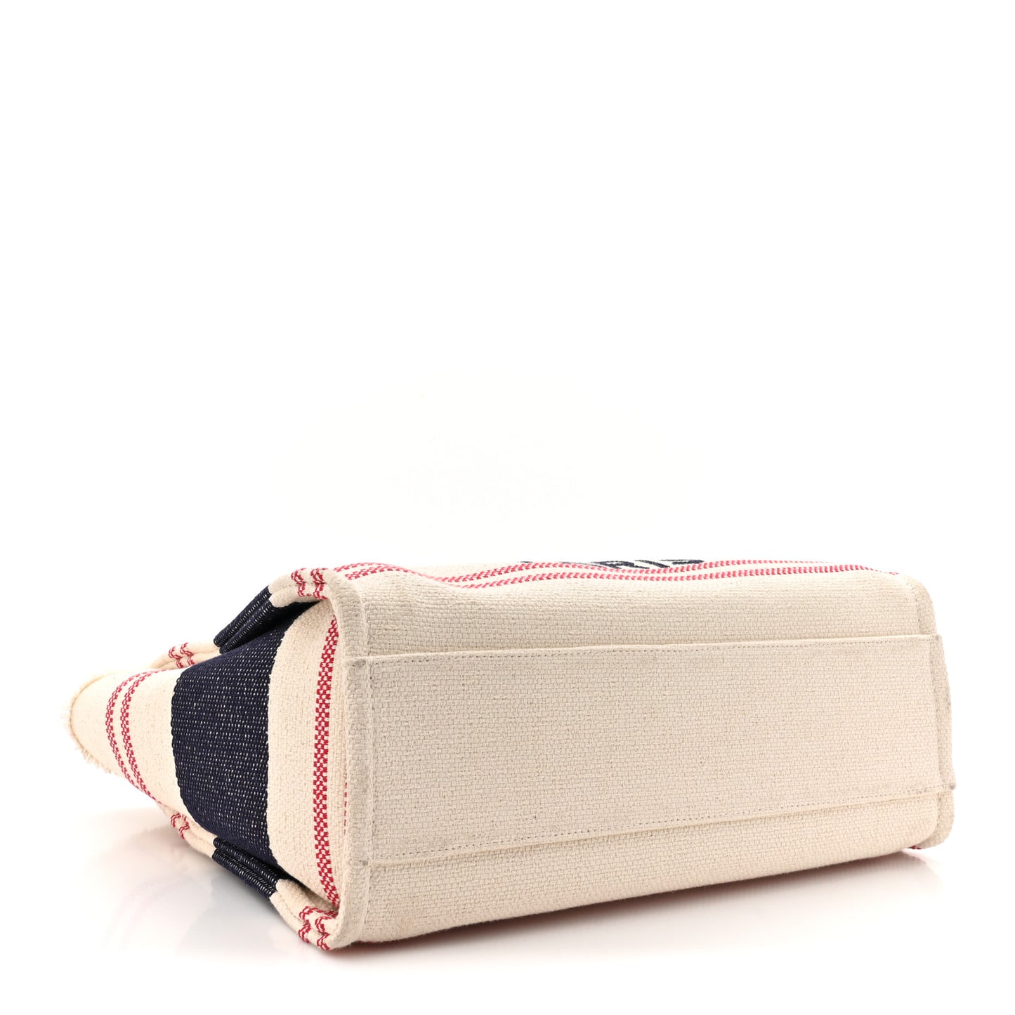 Striped Canvas Small Deauville Tote Ecru Red Blue