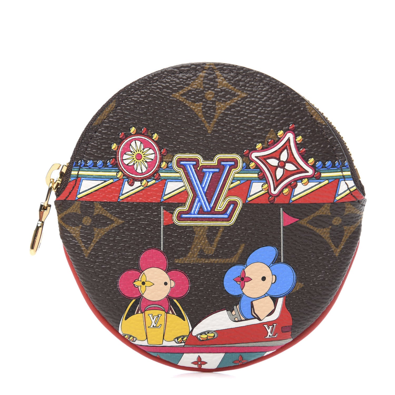 Louis Vuitton Monogram 2020 Christmas Animation Bumper Cars Round Coin Purse Coquelicot 1 of 8