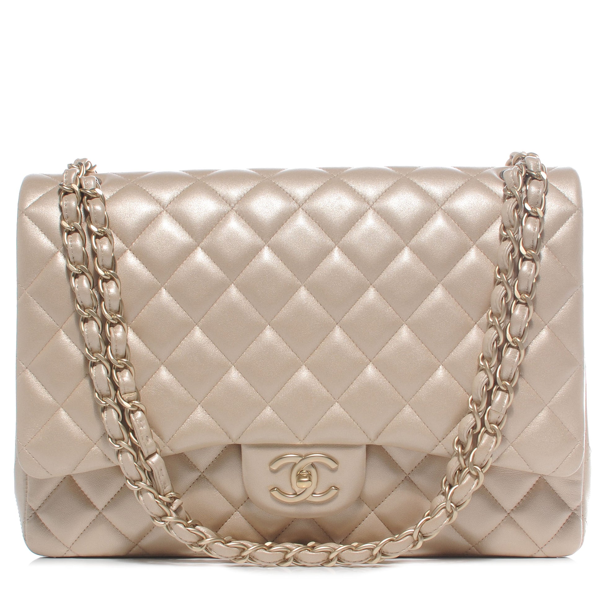 Chanel Lambskin Quilted Maxi Double Flap Pearl 1 of 9