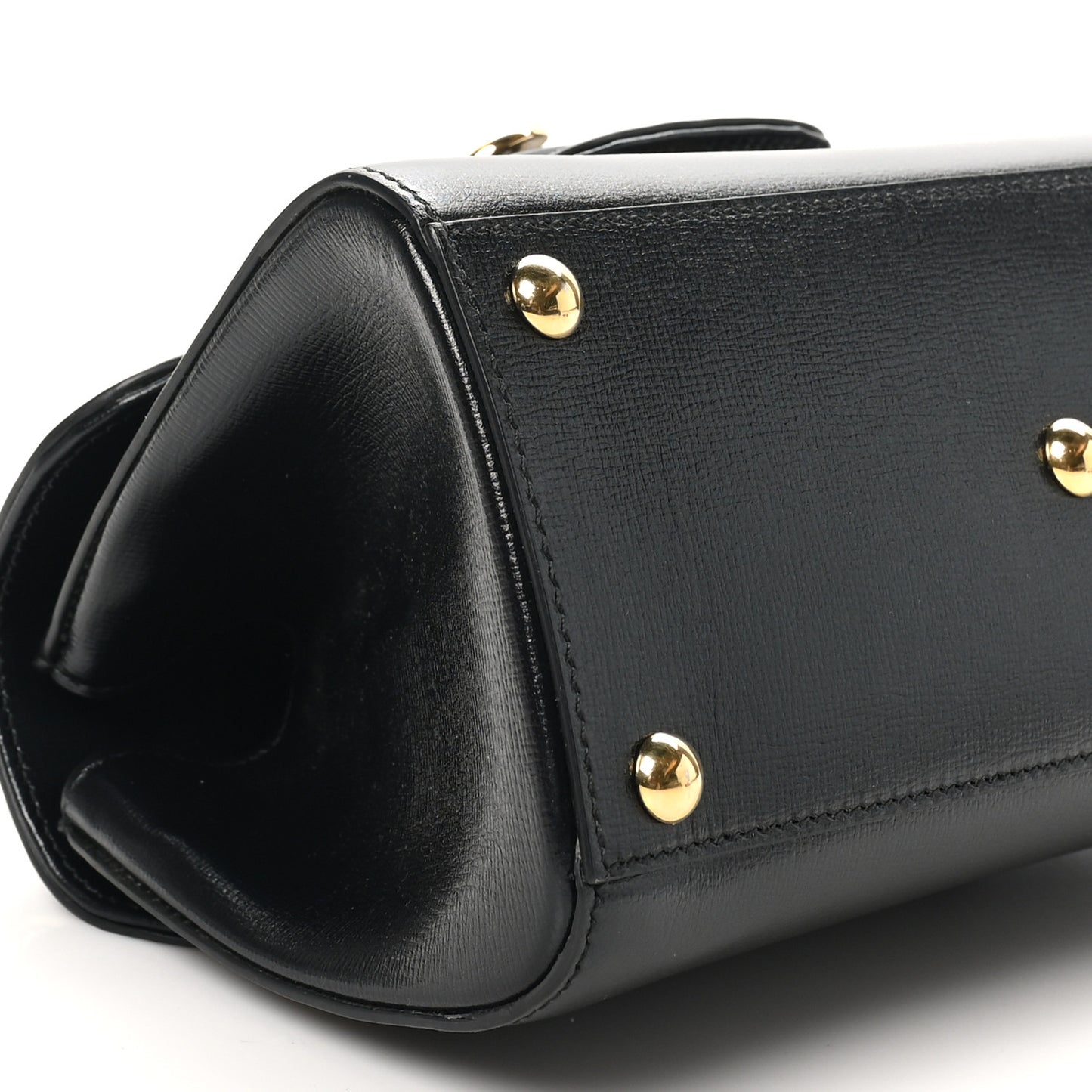 Glazed Textured Calfskin Mini Horsebit 1955 Top Handle Flap Bag Black