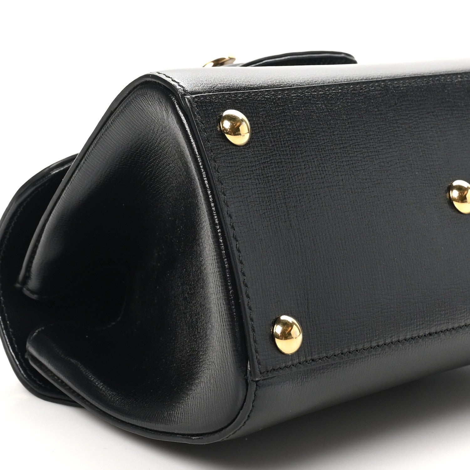Gucci Glazed Textured Calfskin Mini Horsebit 1955 Top Handle Flap Bag Black 9 of 10