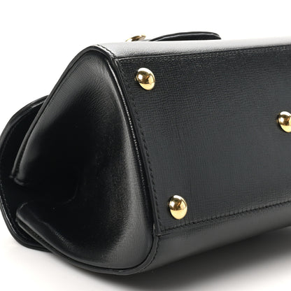 Gucci Glazed Textured Calfskin Mini Horsebit 1955 Top Handle Flap Bag Black 9 of 10