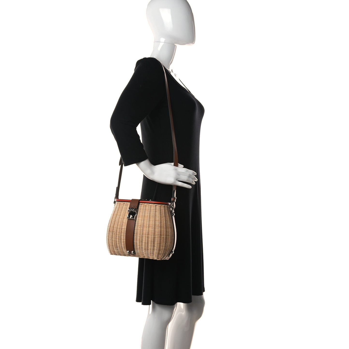 Wicker City Calfskin Shoulder Bag Naturale Cognac
