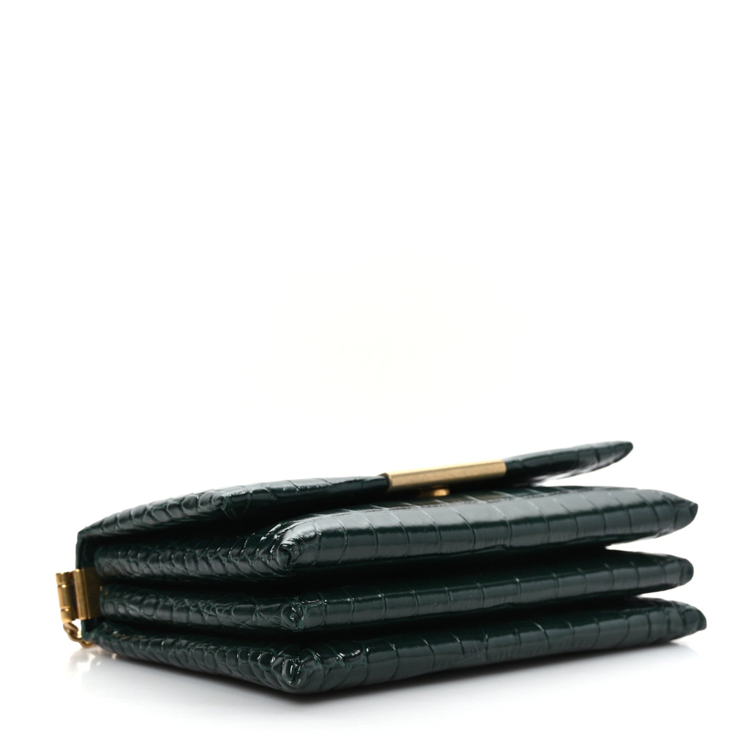 Balenciaga Shiny Extra Supple Calfskin Crocodile Embossed Small Triplet Bag Forest Green 4 of 9