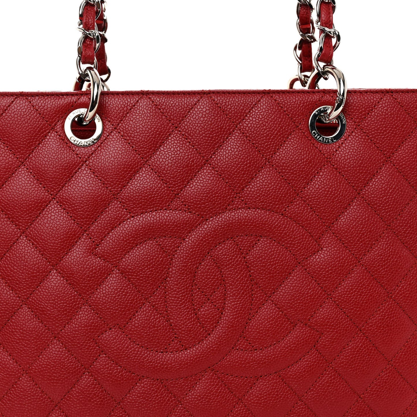 Caviar Quilted Grand Shopping Tote GST Red