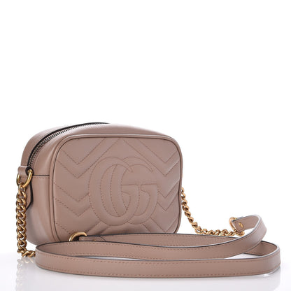 Gucci Calfskin Matelasse Mini GG Marmont Chain Shoulder Bag Nude 3 of 7