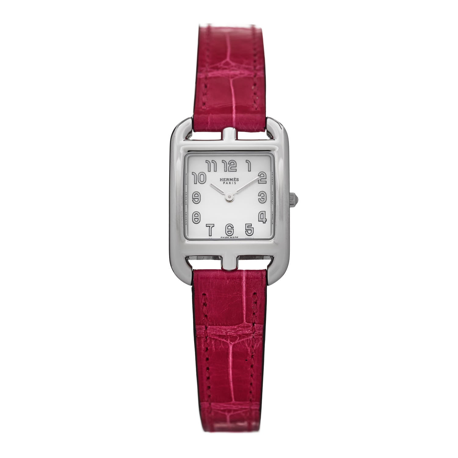 Hermes Stainless Steel Alligator 23mm Cape Cod Quartz Watch Framboise 1 of 5