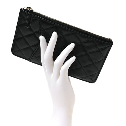 Chanel Lambskin Quilted Classic Flat Wallet Pouch Black 2 of 8
