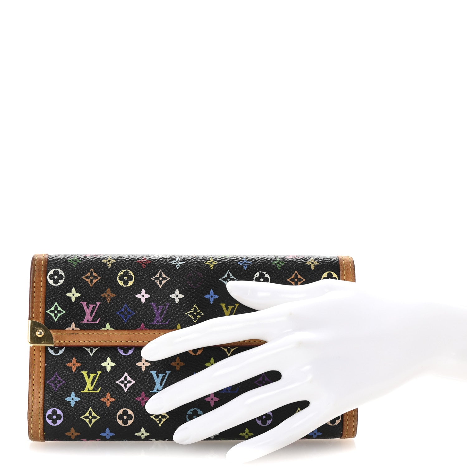 Louis Vuitton Monogram Multicolor Porte Tresor International Wallet Black 2 of 6