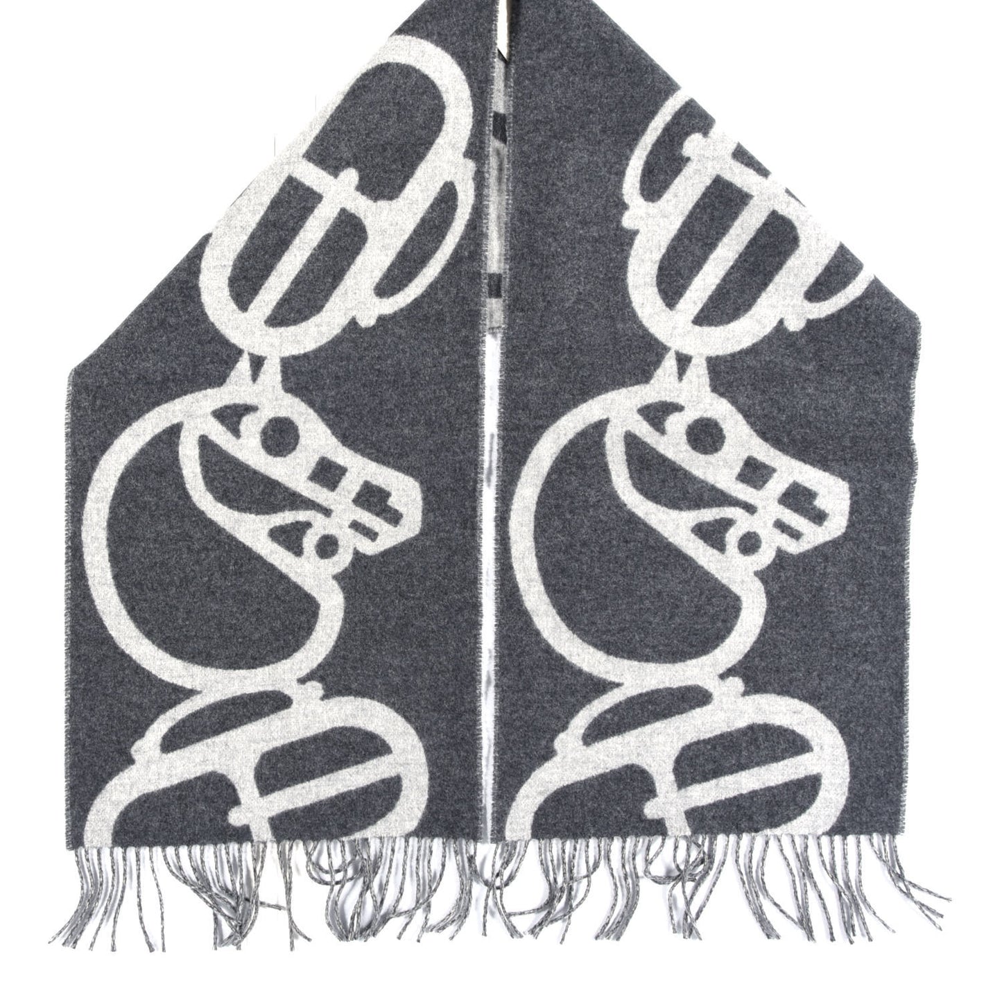 Cashmere Boucles et Camails Muffler Anthracite Gris Clair
