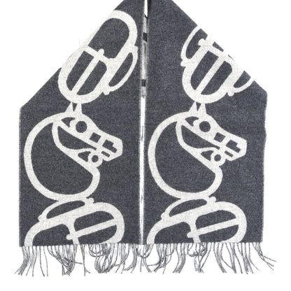 Hermes Cashmere Boucles et Camails Muffler Anthracite Gris Clair 2 of 4