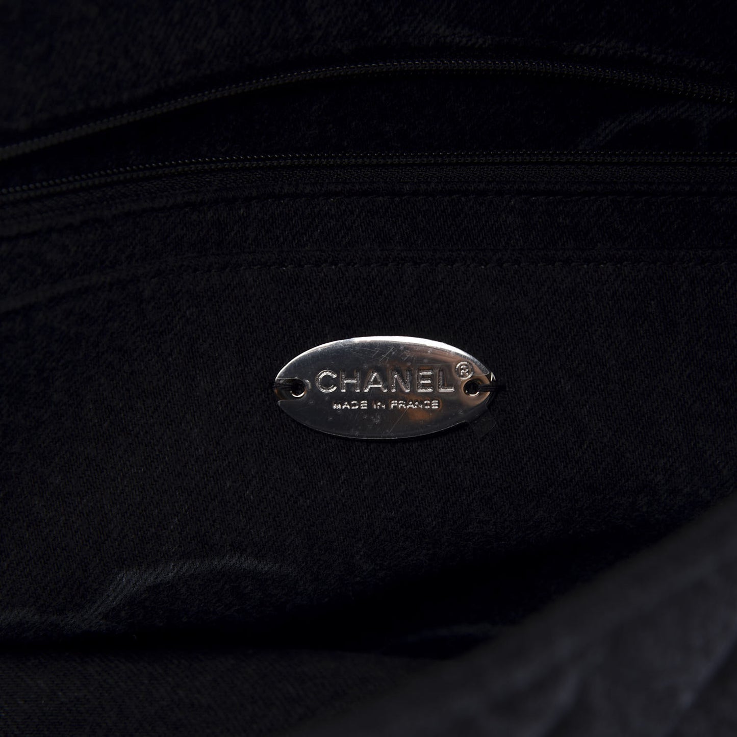 Denim Quilted CC Print Jumbo Single Flap Black