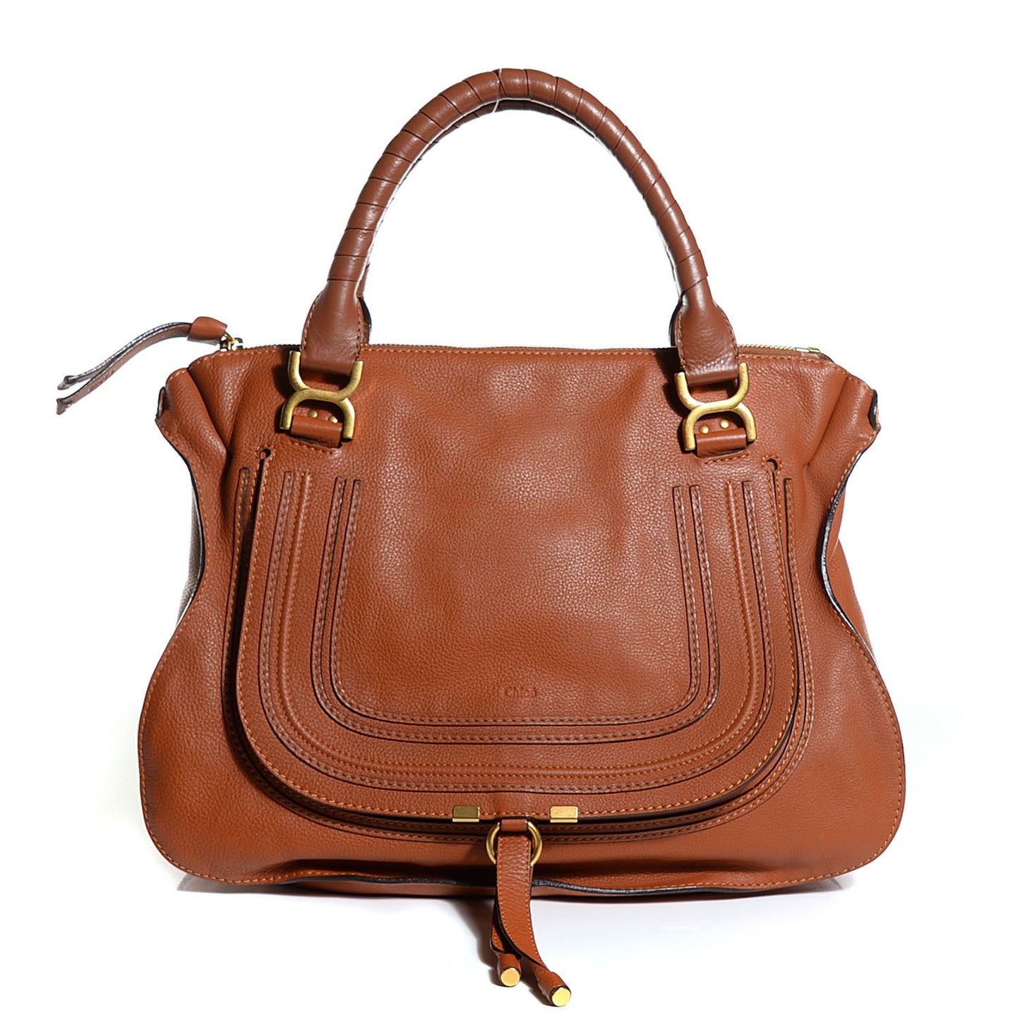 Calfskin Large Marcie Satchel Tan