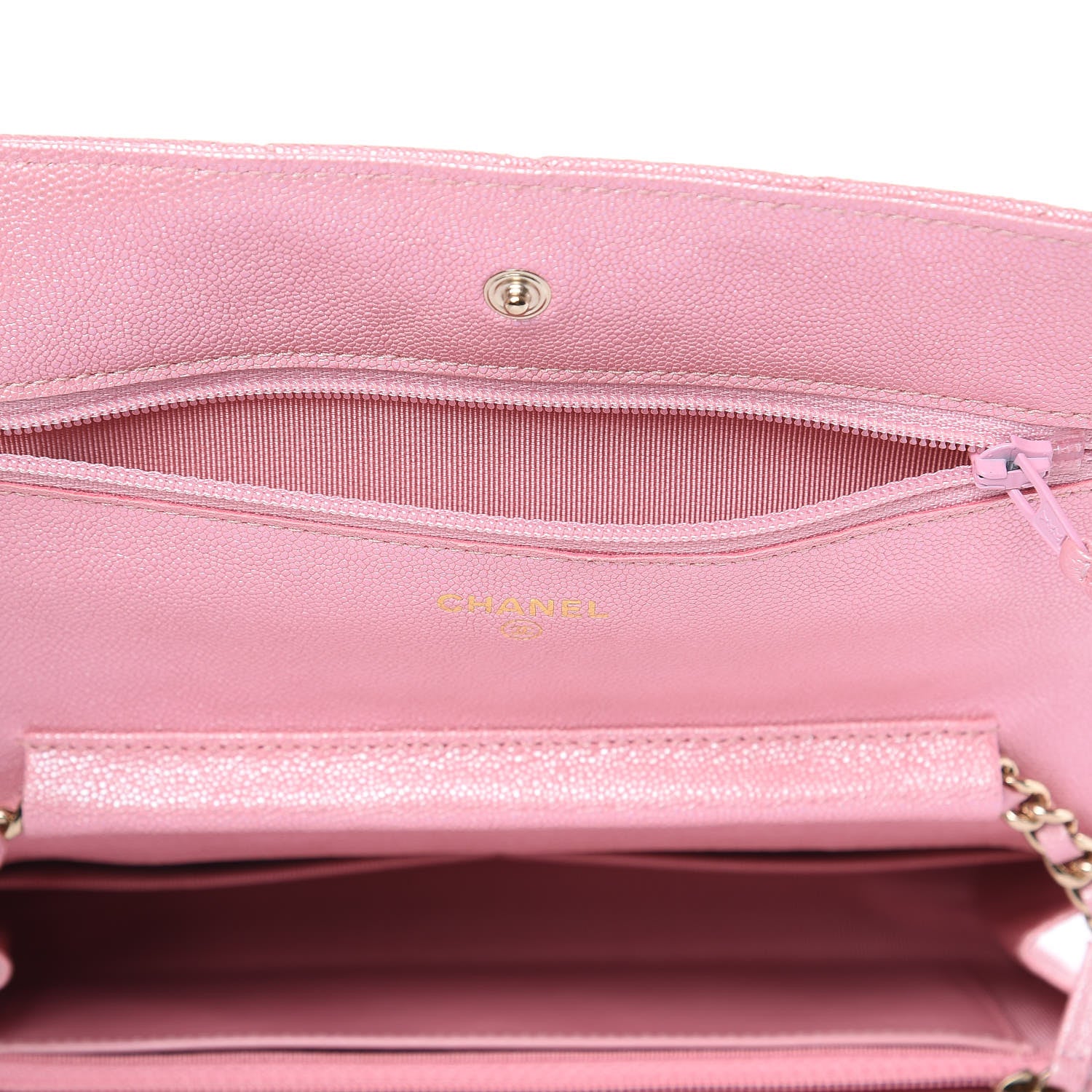 Chanel Iridescent Caviar Quilted Wallet on Chain WOC Rose Pink 11 of 12