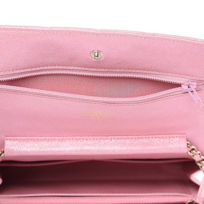 Chanel Iridescent Caviar Quilted Wallet on Chain WOC Rose Pink 11 of 12