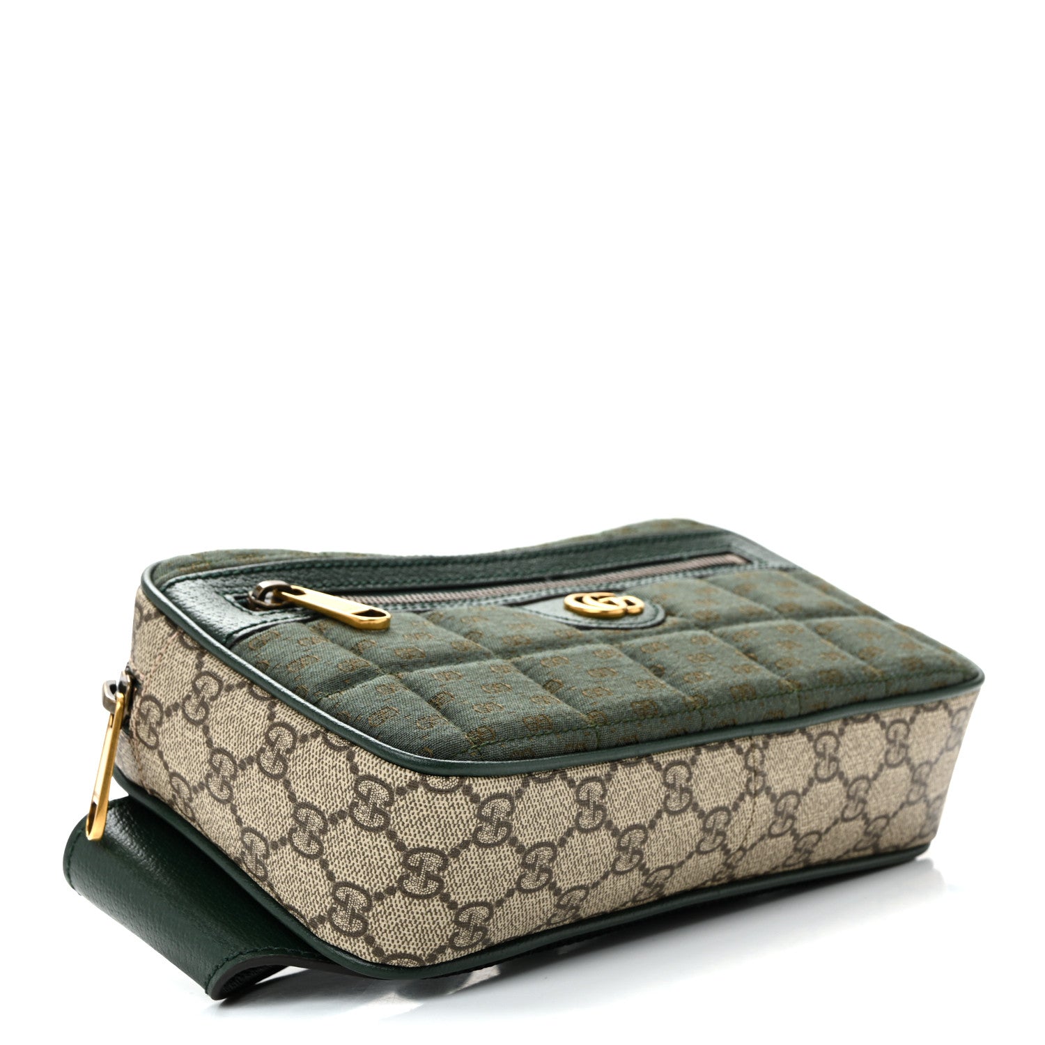 Gucci Monogram GG Mignon Textured Dollar Calfskin GG Supreme Monogram Quilted Mini GG Belt Bag Green Beige Ebony 4 of 10