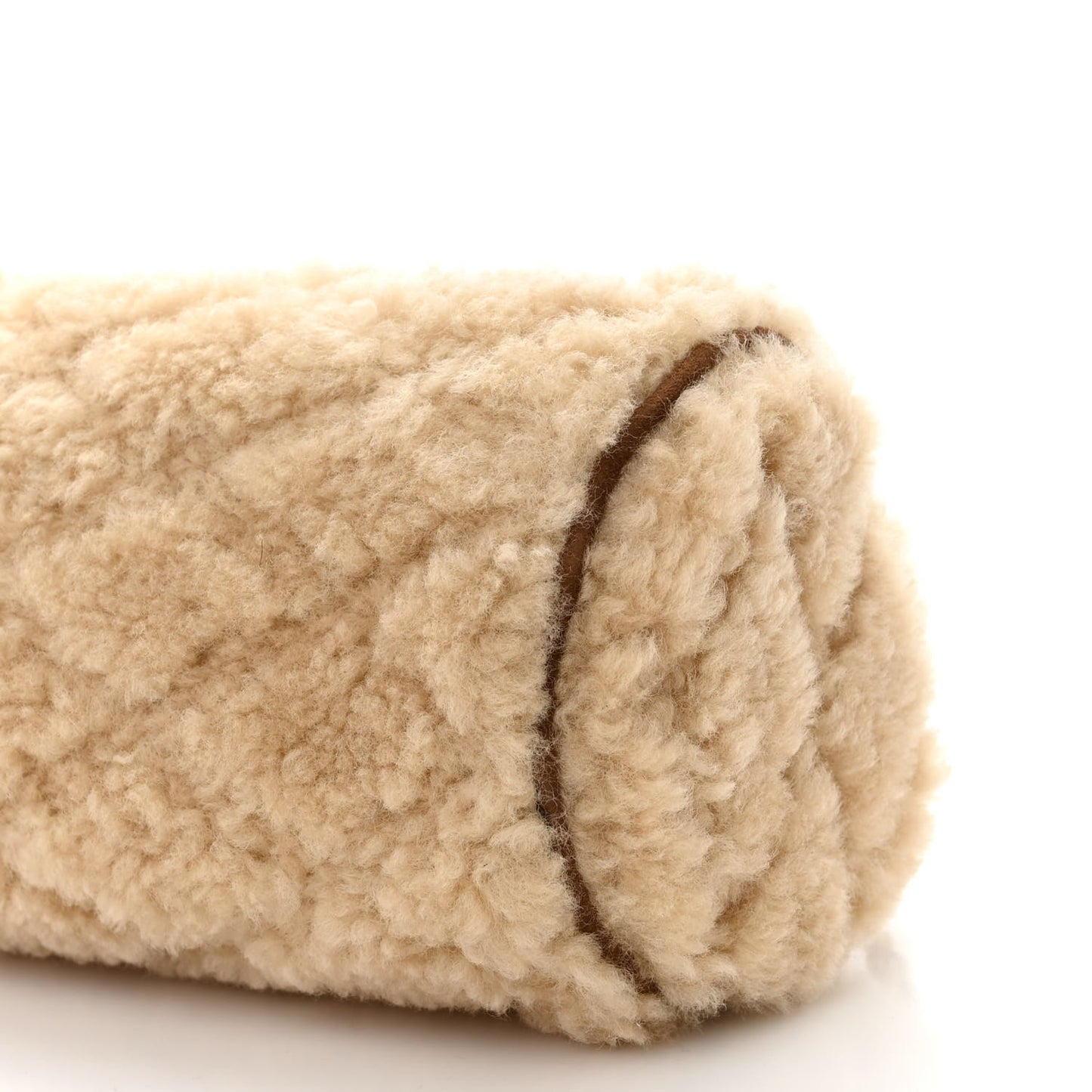 Shearling Monogram Mini Sade Tube Bag Natural