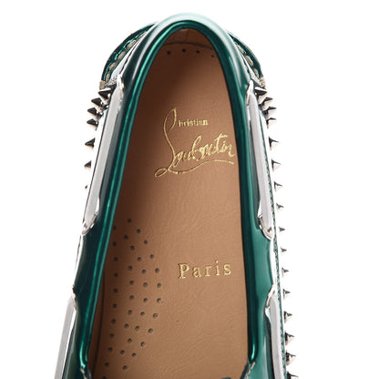 Christian Louboutin Glossy Patent Steckel Spike Flats 39.5 Green Silver 6 of 8