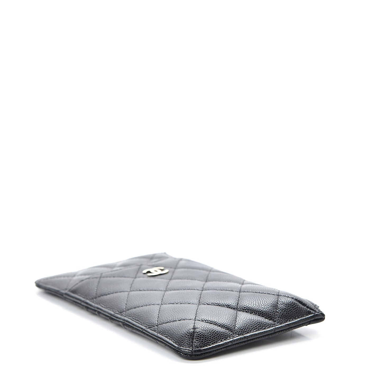 Caviar Quilted Classic Flat Wallet Pouch Black