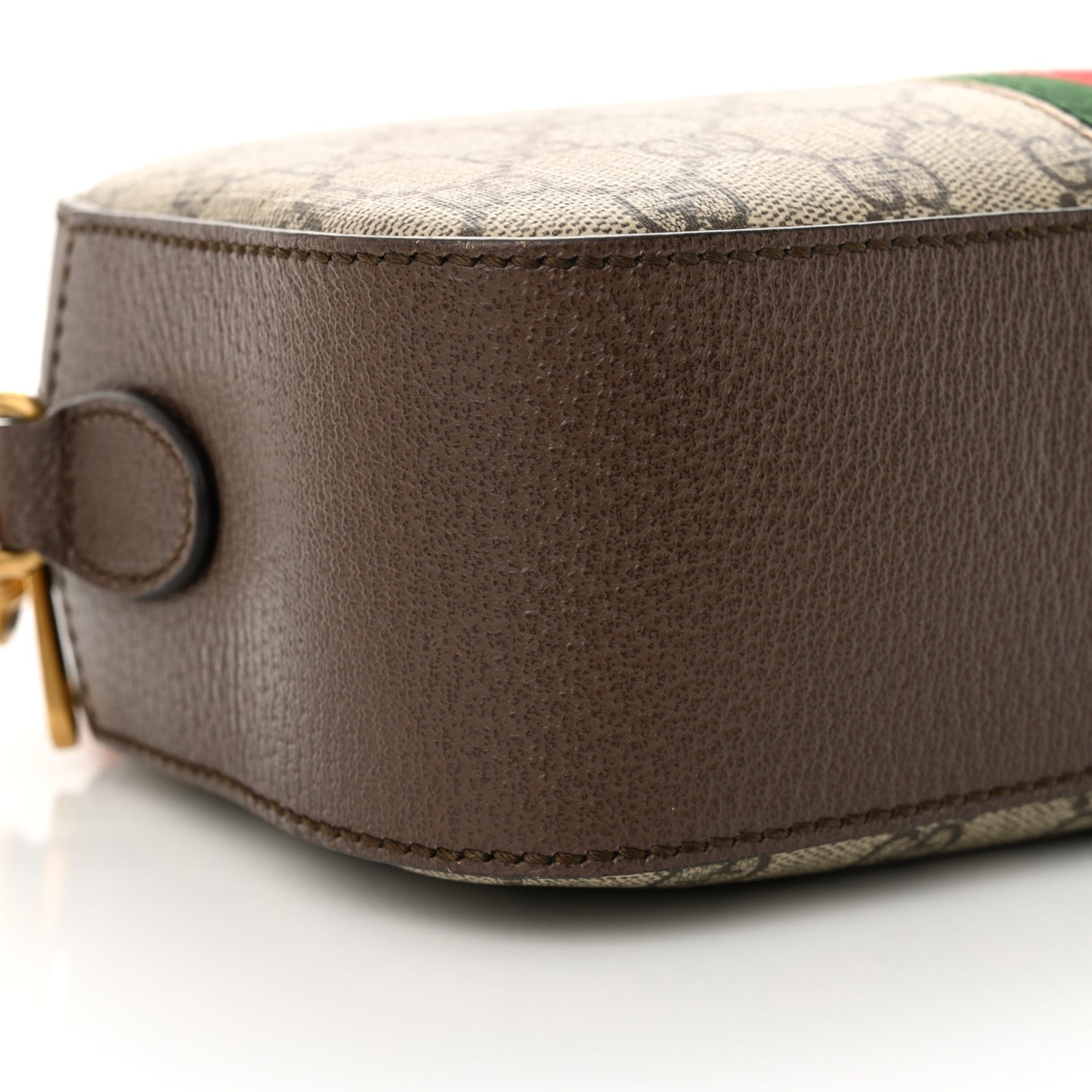 GG Supreme Monogram Textured Dollar Calfskin Web Ophidia Wristlet Shoulder Bag Beige Ebony New Acero