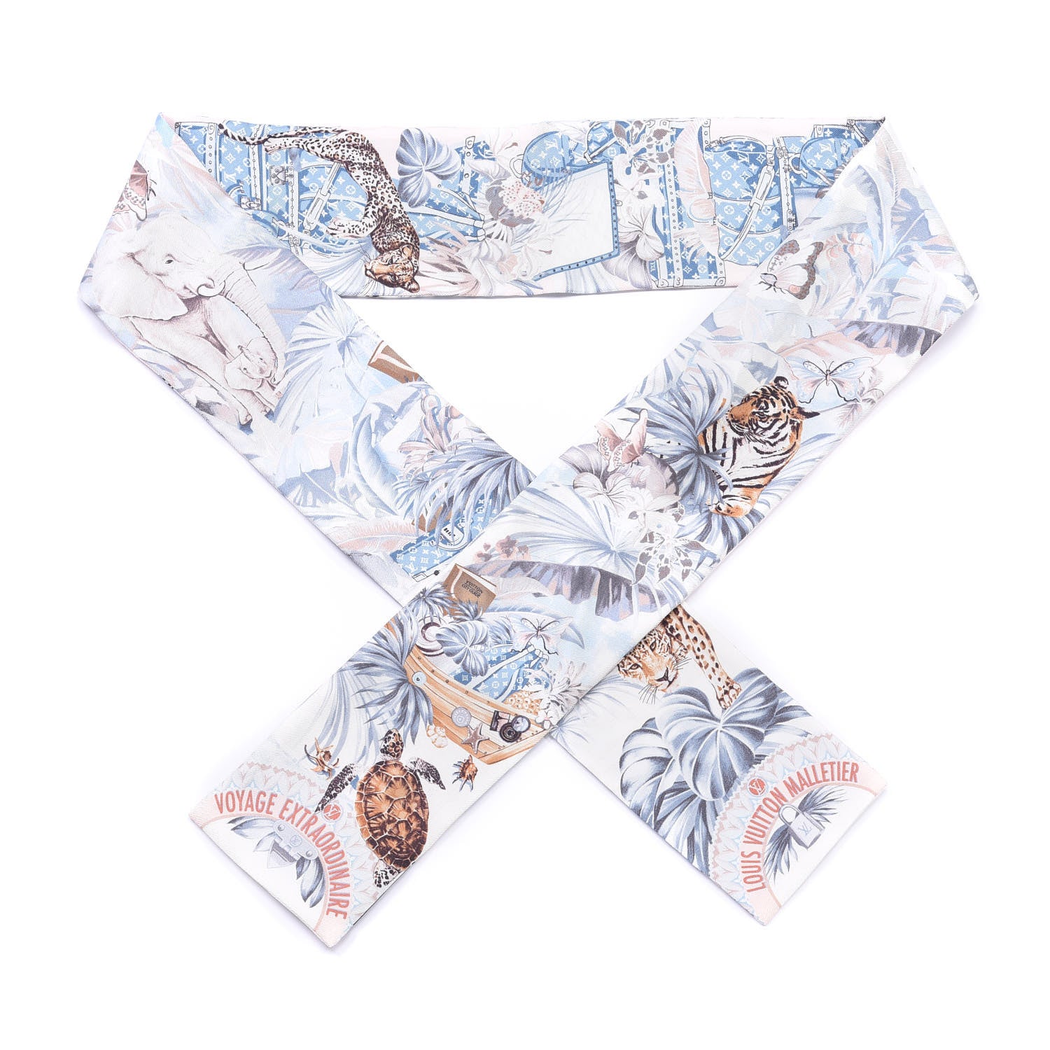 Louis Vuitton Silk Voyage Extraordinaire Bandeau Blue Grey 1 of 3