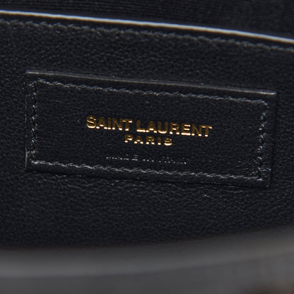 Saint Laurent Shiny Calfskin Crocodile Embossed Small Manhattan Baguette Black 5 of 7