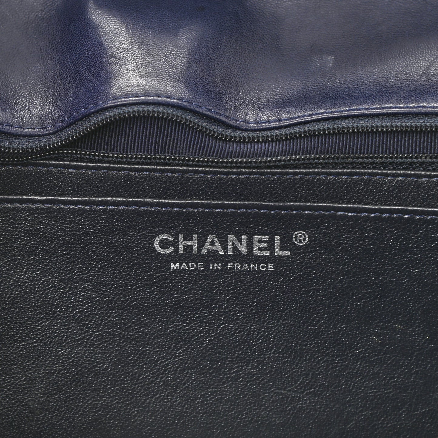 Crinkled Patent Quilted Jumbo Single Flap Dark Navy