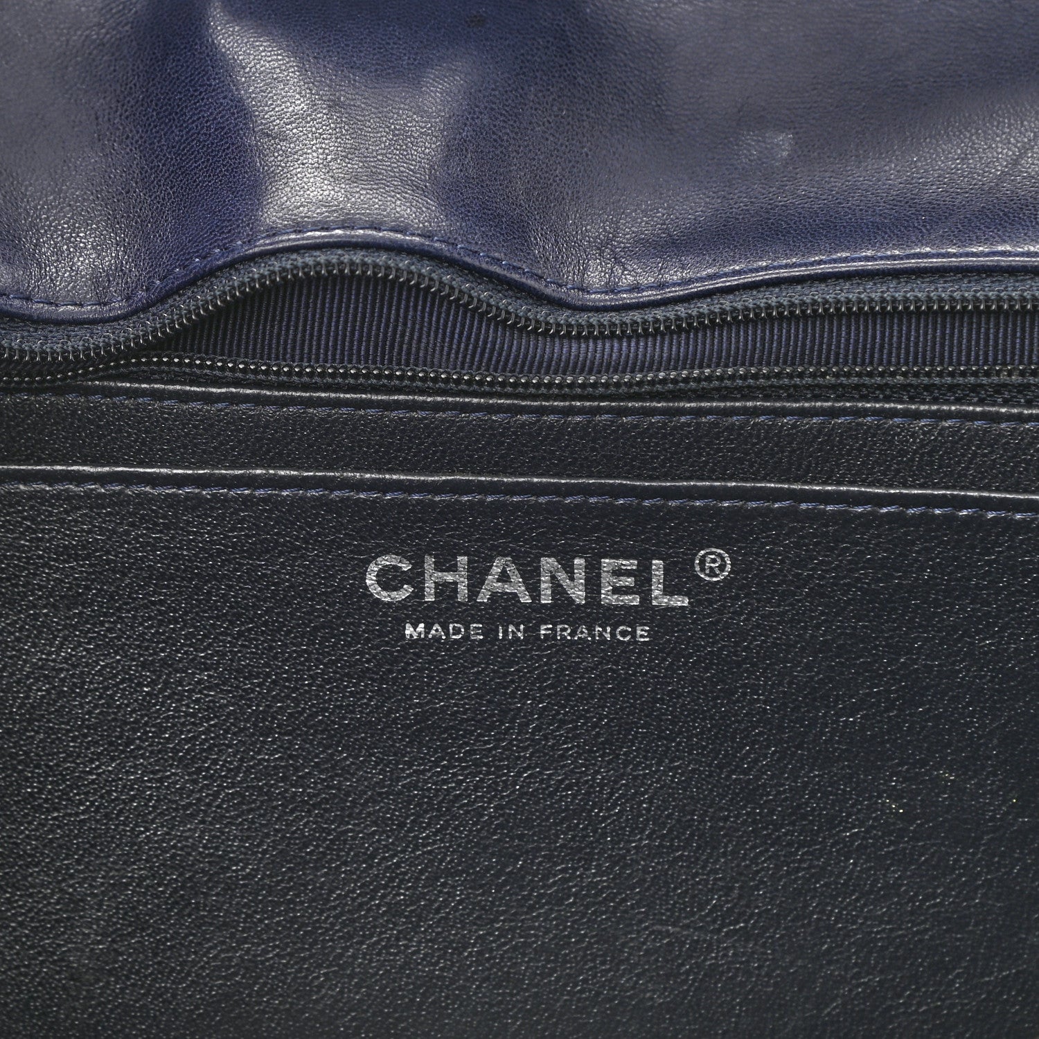 Chanel Crinkled Patent Quilted Jumbo Single Flap Dark Navy 6 of 10