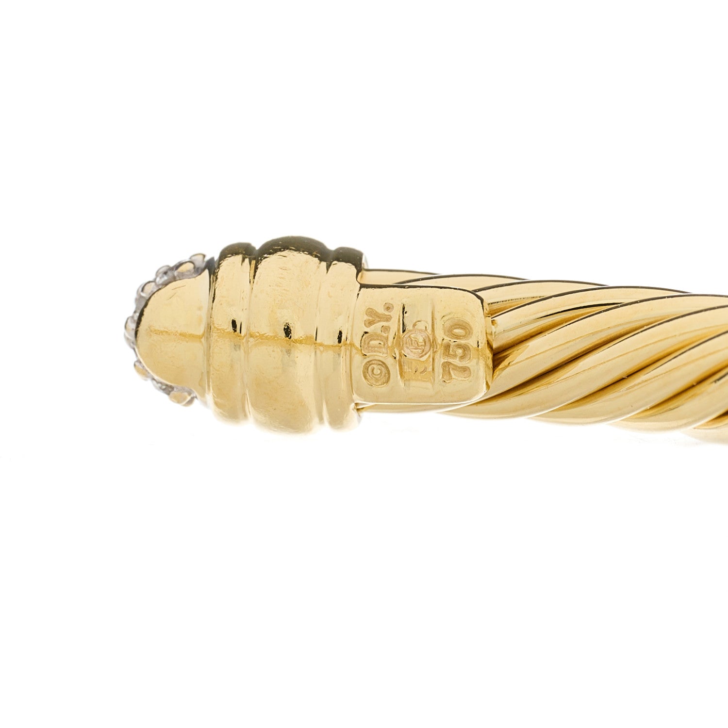 David Yurman 18K Yellow Gold Diamond 5mm Cable Classics Bracelet 3 of 4