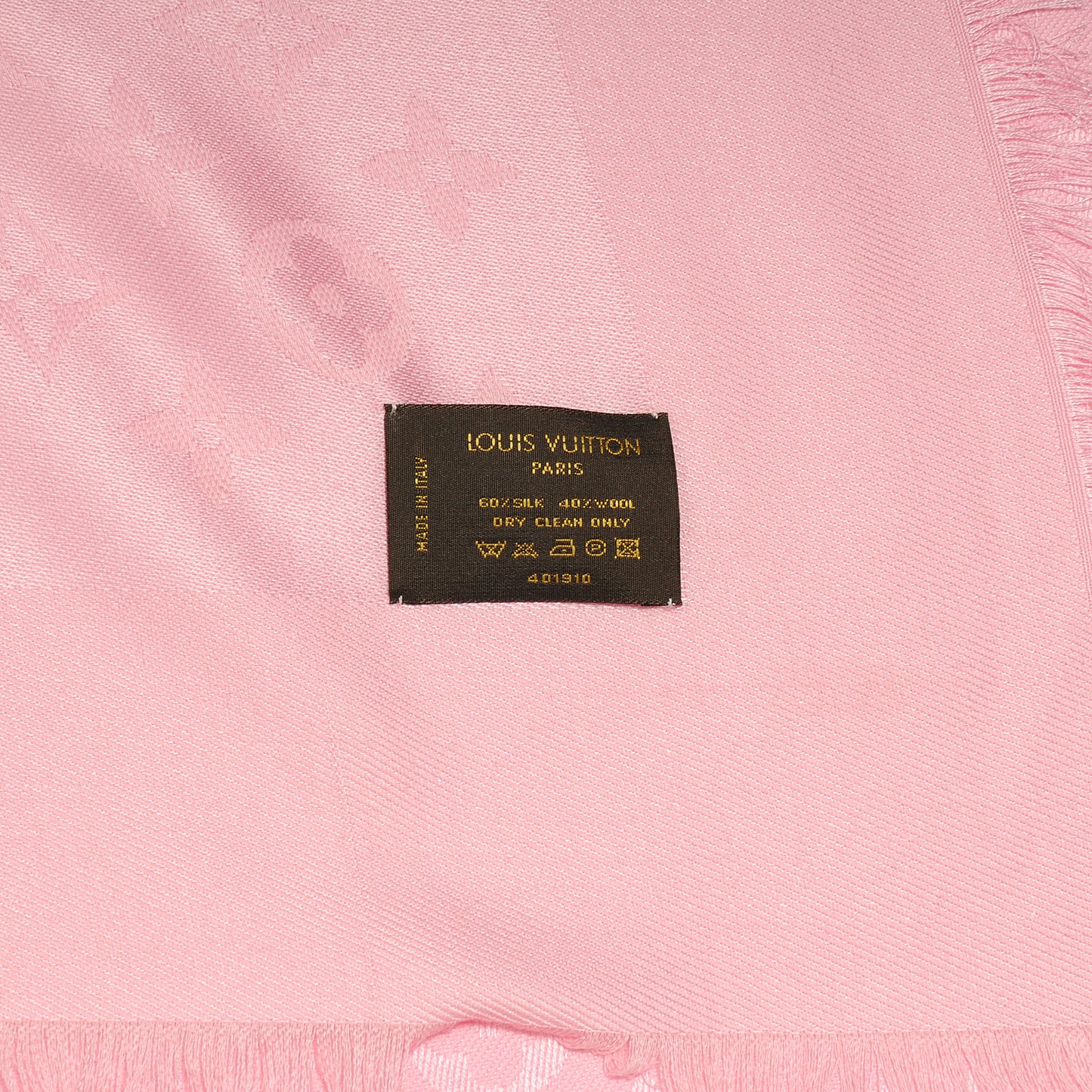 Silk Wool Monogram Shawl Pink