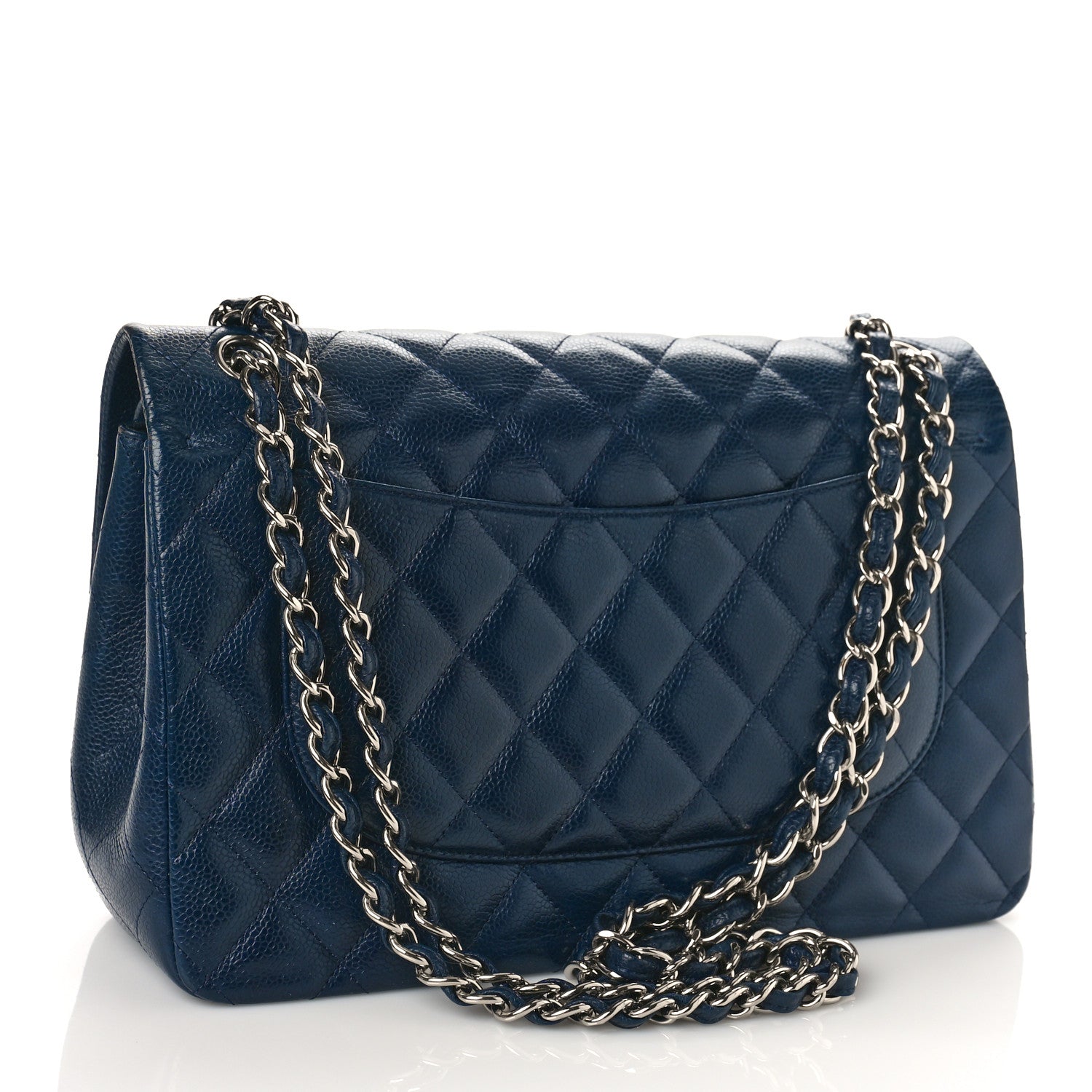 Chanel Caviar Quilted Jumbo Double Flap Navy Blue 3 of 9