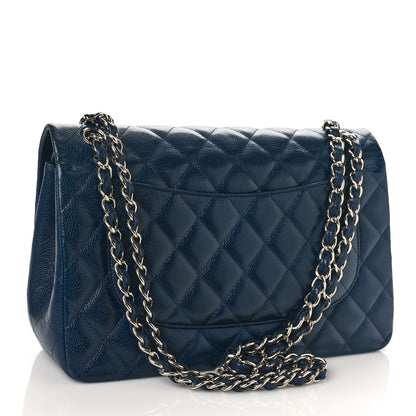 Chanel Caviar Quilted Jumbo Double Flap Navy Blue 3 of 9