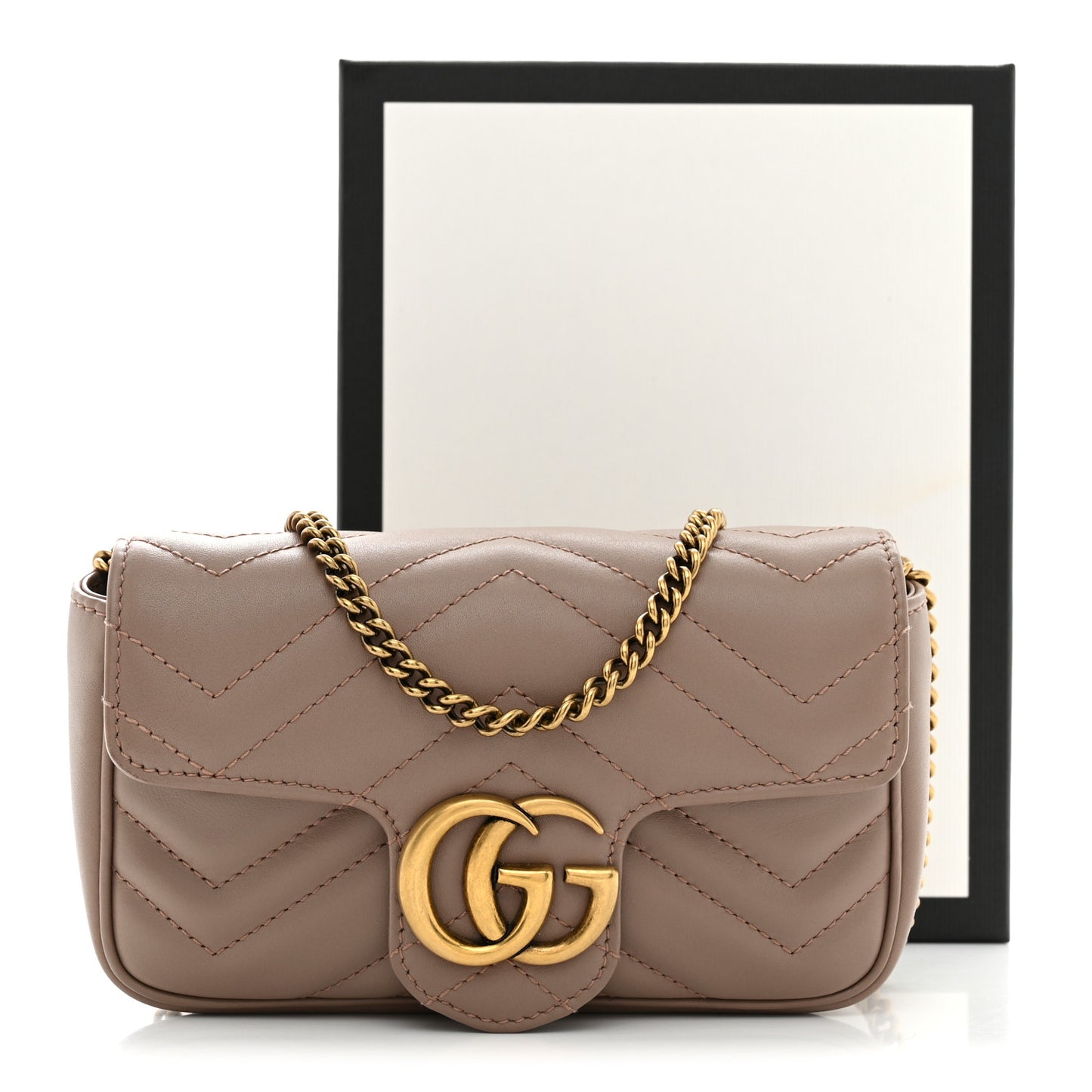 Calfskin Matelasse Super Mini GG Marmont Shoulder Bag Porcelain Rose