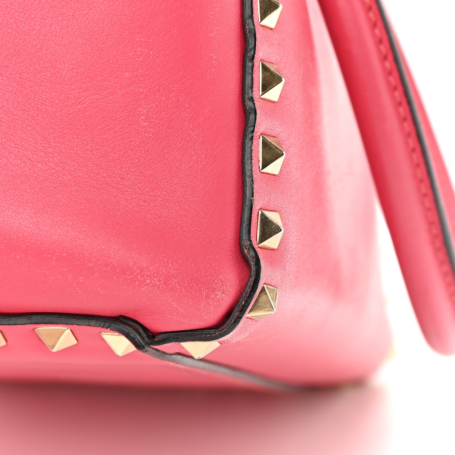 Vitello Small Rockstud Double Handle Tote Framboise