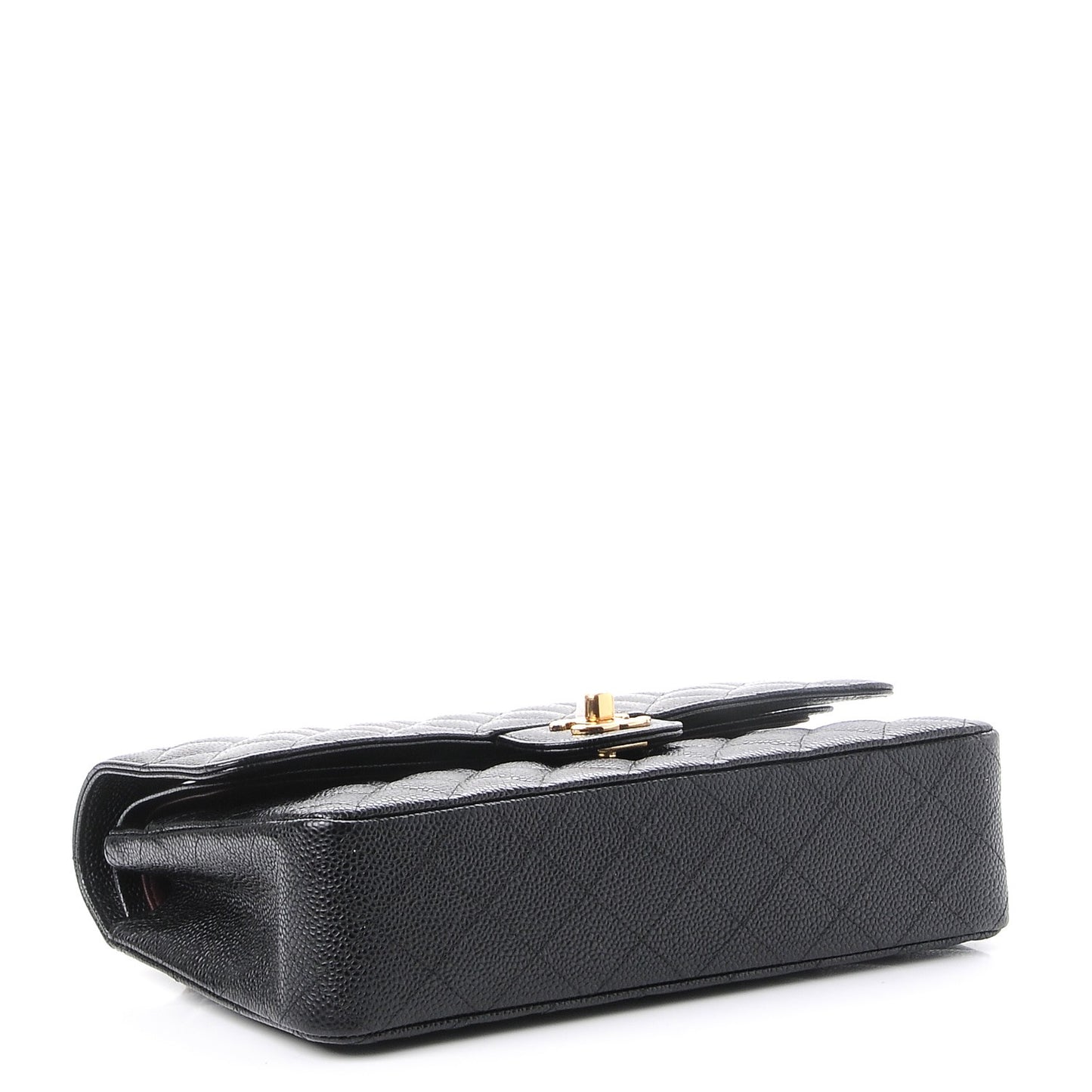 Caviar Quilted Medium Double Flap Black