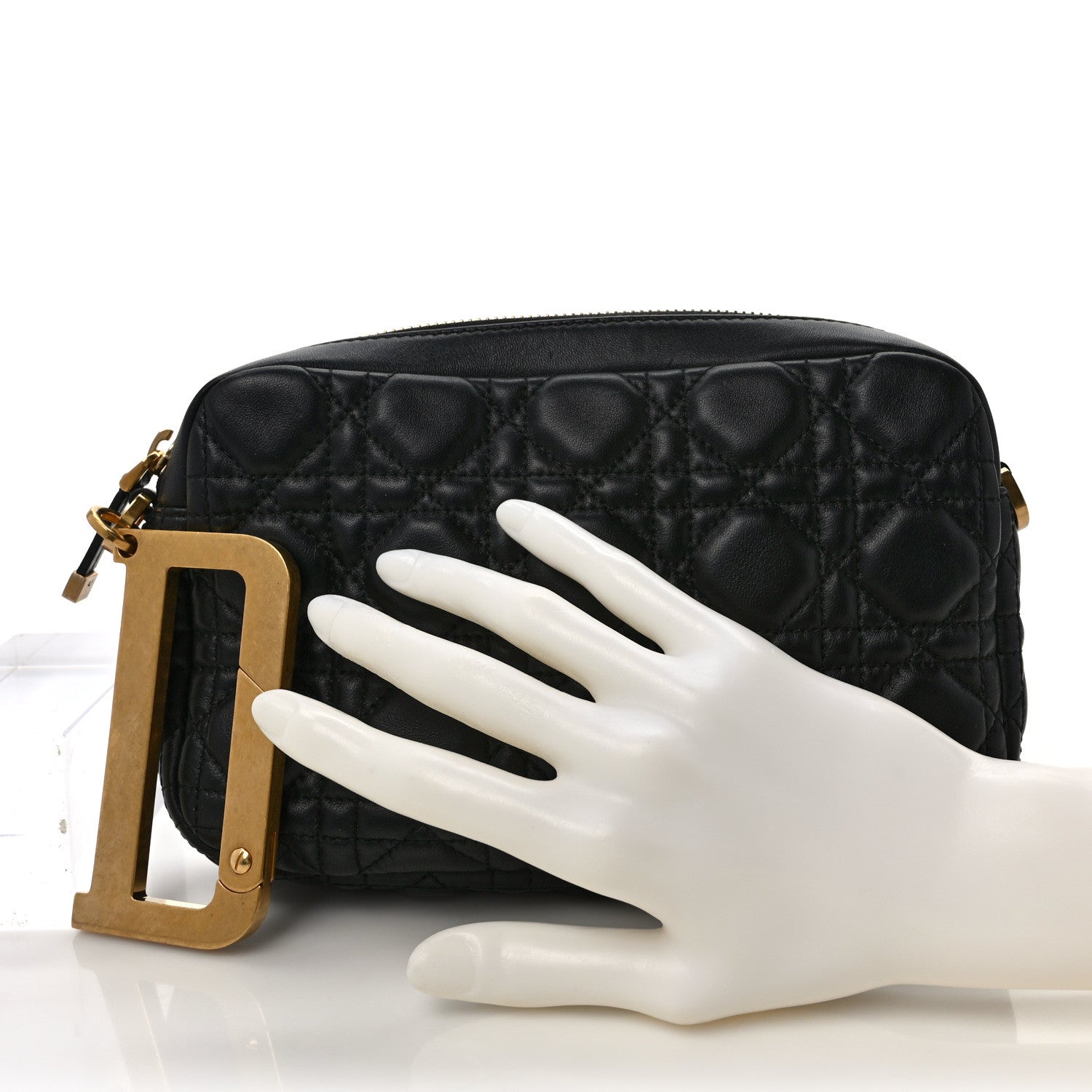 Christian Dior Lambskin Cannage DiorQuake Pouch Black 2 of 8