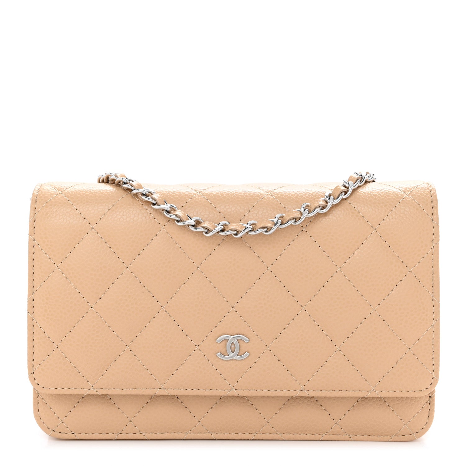Chanel Caviar Quilted Wallet on Chain WOC Beige 1 of 12