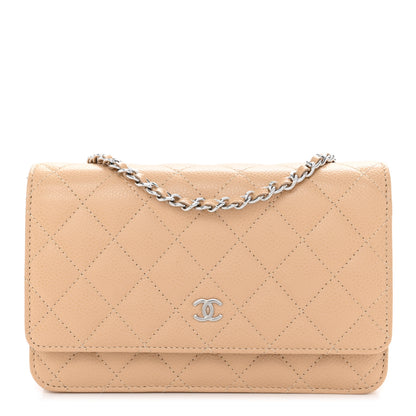 Chanel Caviar Quilted Wallet on Chain WOC Beige 1 of 12