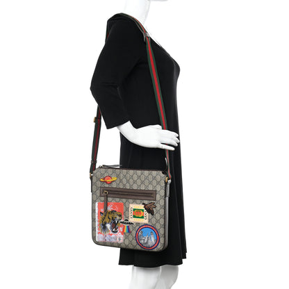 Gucci Soft GG Supreme Monogram Courrier Web Medium Flat Messenger Bag Beige New Acero Multicolor 2 of 12