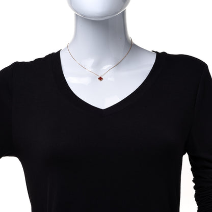 Van Cleef & Arpels 18K Rose Gold Carnelian Sweet Alhambra Pendant Necklace 2 of 6