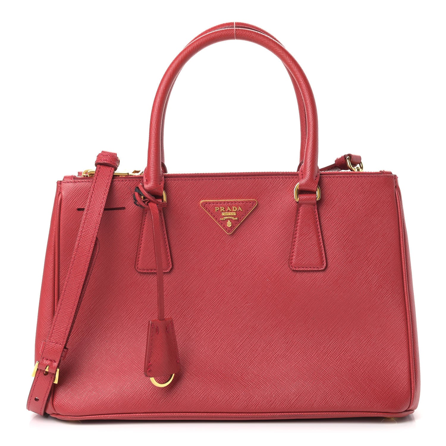 Prada Saffiano Small Galleria Double Zip Tote Fuoco 1 of 11