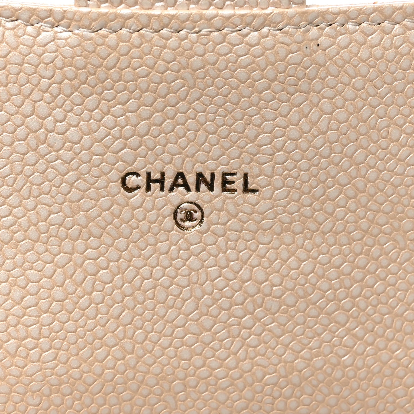 Iridescent Caviar Quilted Travel Wallet Beige