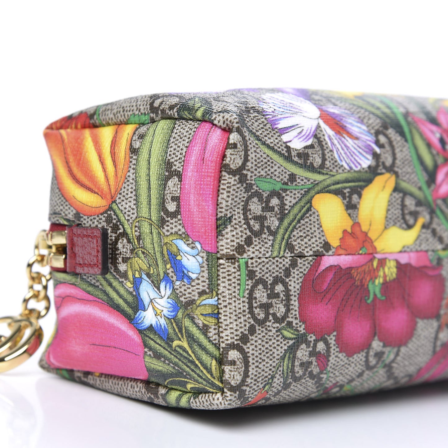 Soft GG Supreme Monogram Flora Calfskin Small Ophidia Cosmetic Case Beige Ebony Multicolor Rosso