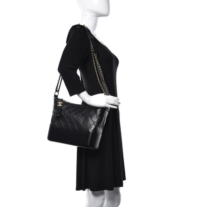 Chanel Aged Calfskin Quilted Medium Gabrielle Hobo Black 3 of 13