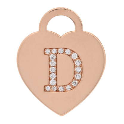 Tiffany 18K Rose Gold Diamond Tiffany Letter D Heart Tag Charm 1 of 4