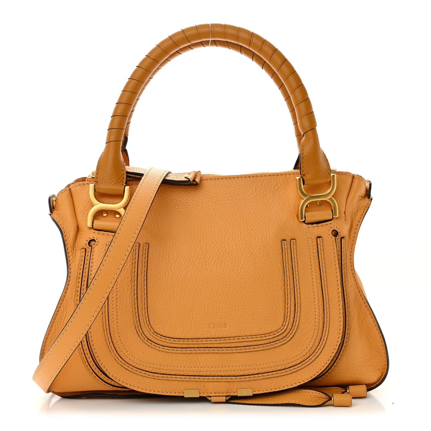 Calfskin Medium Marcie Satchel Burning Camel