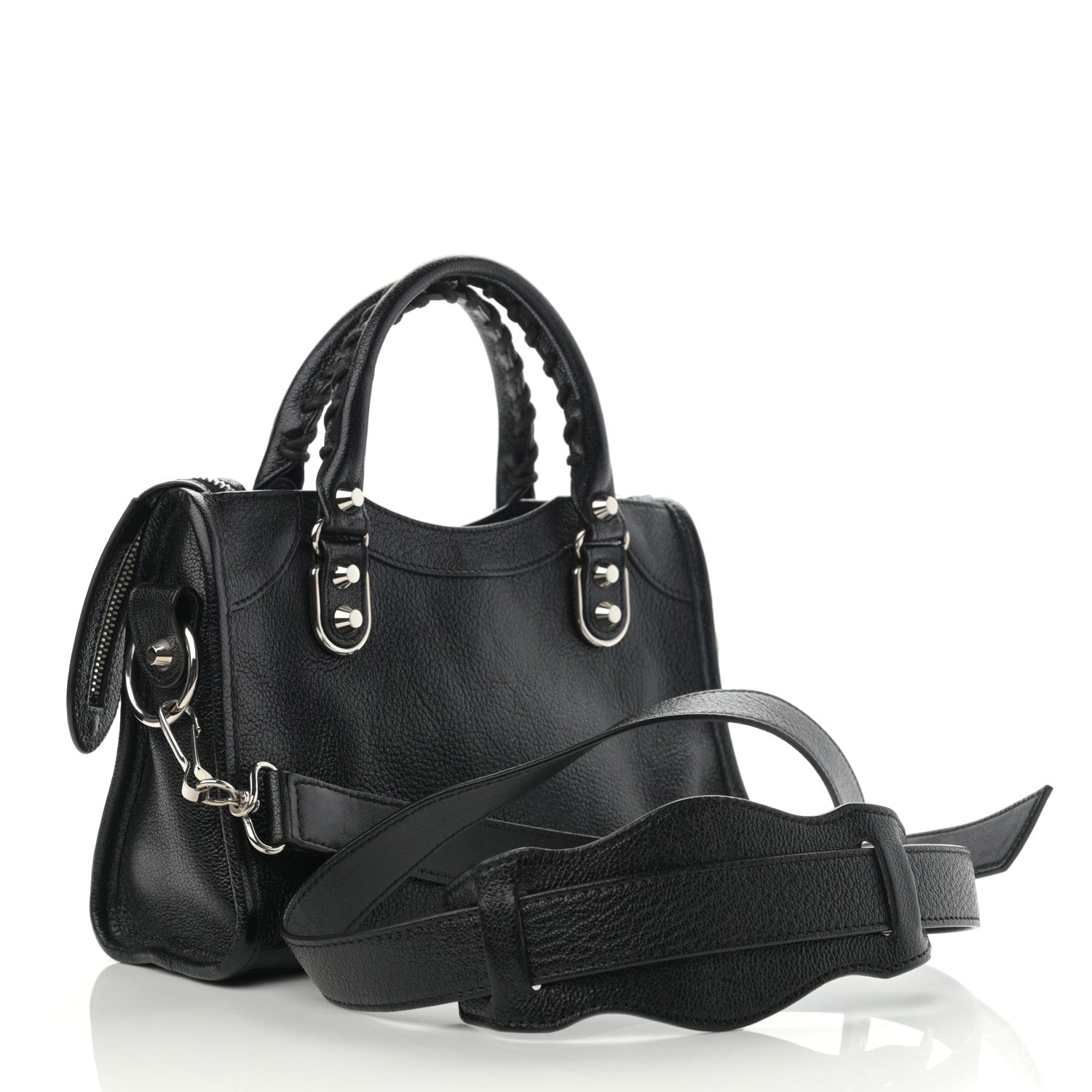 Balenciaga Chevre Silver Metallic Edge Hardware Mini City Black 3 of 10